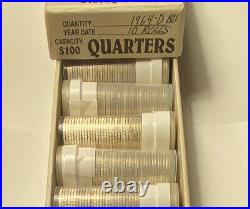 1964-D silver Washington Quarter 10 Uncirculated Rolls of 40 coins. $100 Face