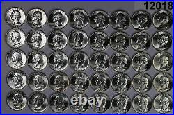 1964 Gem Bu Flashy Roll 90% Silver Washington Quarters! #12018