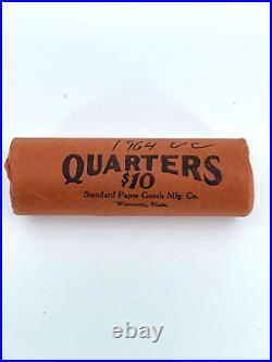 1964 Orig $10 Bankwrapped Quarter Roll Standard Paper Goods MFG Worchester, MA
