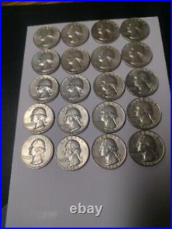 1964 P&D Washington Quarters 1/2 roll Extra Fine/BU 90% NoCulls Solid Stackers#1
