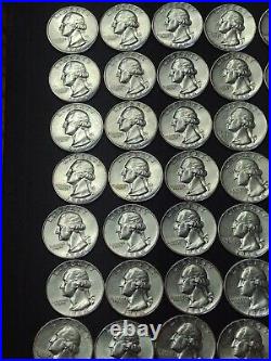 1964 P&D Washington Quarters 90% silver-1 roll (40 coins) BU/Extra Fine #W4