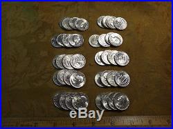 1964-P Roll Of 40 Silver Washington Quarters $10 FV 90% Free S&H USA