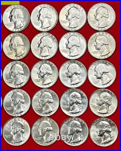 1964 P Silver Washington Quarters BU Roll 40 BRILLIANT UNCIRCULATED Coins WP200