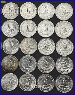 1964 P Washington Quarters BU Roll 40 BRILLIANT UNCIRCULATED SILVER Coins #WP100