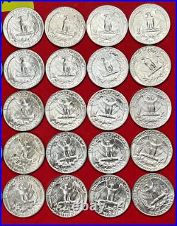 1964 P Washington SILVER Quarters BU Roll 40 BRILLIANT UNCIRCULATED Coins WP200
