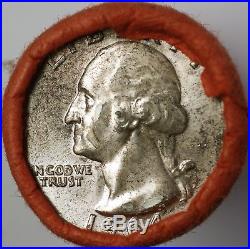 1964 P or D Washington Quarter BU OBW Roll American Silver Coins $10 Worth