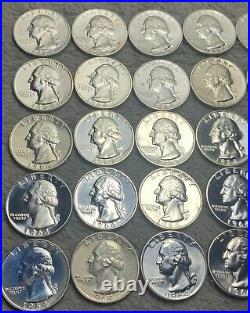 1964 Proof Silver Washington Quarter Full Roll ($10 Face Value)