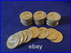 1964 US 90% Silver Washington Quarters 40-Coin Roll BU From Estate Lot