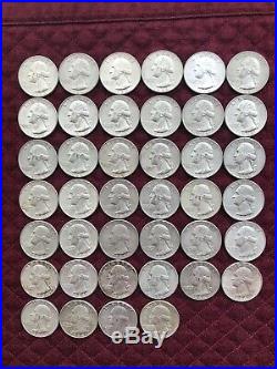 1964 Washington Quarter Roll (40) 90% Silver Coins