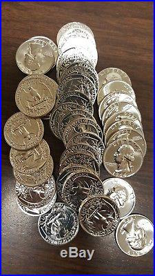 1964 Washington Silver Quarter Full Roll of 40 Coins Proof 90%