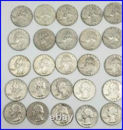 1964 Washington Silver Quarters $10 FV 90% 40/Roll XF-UNC Nice