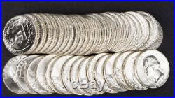 1964-d Bu Roll Of 40 Washington Silver 25c Quarters Blazing White Must See