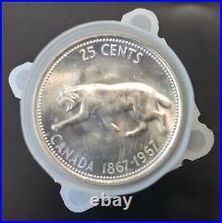 1967 CANADA Centennial BOBCAT. 80 SILVER QUARTER DOLLARS BU ROLL Of 40 Coins