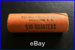 1967 Canada $10 Mint Sealed Royal Bank Of Canada Roll Of Silver Quarters