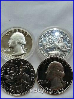 1976 SILVER PROOF bicentennial quarter roll in individual protectors. (40 coins)