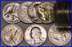1976 S Washington Bi-centennial Silver Quarters -$10 Face-full 40 Bu++ Coin Roll