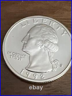 1992 S Washington 90% Silver Proof Quarter Roll