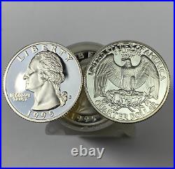 1995 S Silver Proof Washington Quarter Full Roll $10 Face Value
