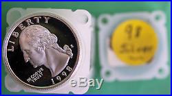 1998 Silver Washington Quarter 40 Coins Proof Silver Roll 90% Silver US Coins #R