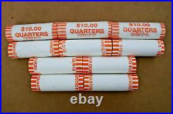 1999 P & D State Quarter Original Bank Wrap Roll Set 10 Obw Rolls De Pa Nj Ga Ct