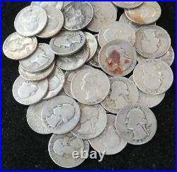 1 Roll $10 Face Value (40 Coins) Washington Quarter 90% Silver Item# 3983