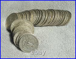 1 Roll (40) 1932-1964 Washington Quarter 90% Silver $10 Face Value Unsearched