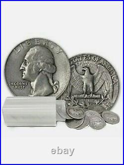 1 Roll (40) 1932-1964 Washington Quarter 90% Silver Circulated $10 (SILVER)