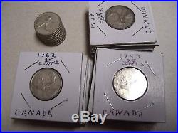 1 Roll (40) Canada 80% Silver Quarters, 1938-1966