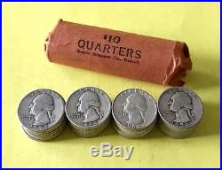1 Roll (40) Coins of Washington Silver 90% Quarters $10 Face Value Various Dates