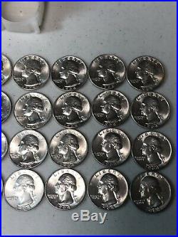 1 Roll BU 1964d Silver Washington Quarters $10 FV Receive Roll Pictured