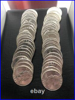 1 Roll Of 40 Silver Washington Quarters 20 1964 P And 20 1963 P Bu Uncirculated