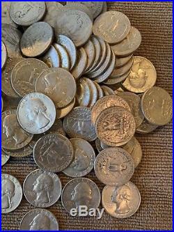 1 Roll Pre 1965 Washington Quarter 90% SILVER(40 Coins) Roll Mixed Some BU