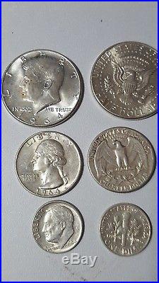 (1) Roll each of 1964 Halves, Quarters and Dimes 90 % Silver All coins VF to AU
