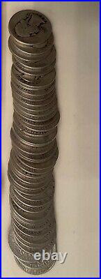 1 Roll of 40 $10 Face Value Full Dates 90% Silver Washington Quarters