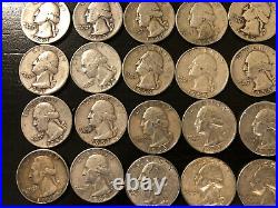1 Roll of 40 90% Silver Washington Quarters $10 Face Value (1932 To 1964)
