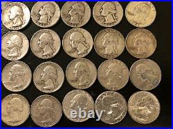 1 Roll of 40 90% Silver Washington Quarters $10 Face Value (1932 To 1964)