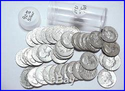 1 Roll of 40 Coins 90% Silver Washington Quraters 1961 to 1964D New Plastic Tube