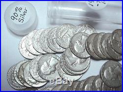1 Roll of 40 Coins 90% Silver Washington Quraters 1961 to 1964D New Plastic Tube