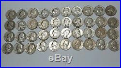(1) Roll of (40) Washington Quarters 90 % Silver VF to AU Condition 1950s
