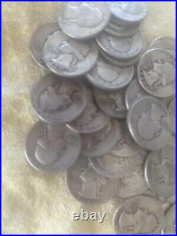 1 roll 40 Washington Silver Quarters 1940-49 Assorted Dates/mints Circulated