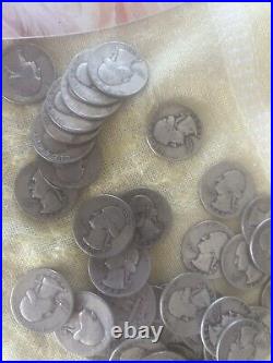 1 roll 40 Washington Silver Quarters 1940-49 Assorted Dates/mints Circulated