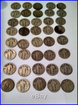 1 roll Standing Liberty US Silver Quarter dollar 40 coin lot $10 bullion. 90 90%
