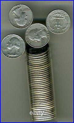 1 roll of 40 $10 face 90% silver Washington quarters. 1964 or prior