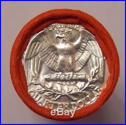 1x $10 BU P Mint Silver Quarter Roll Unknown Year 1932-1964 Washington 90% Lot
