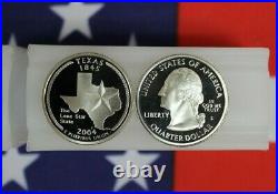 2004 S Silver Proof Quarter Roll Texas 40 Coins 90% Silver Deep Cameo