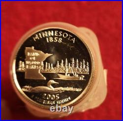 2005 s 90% silver proof Minnesota statehood quarter roll