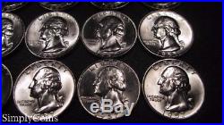 (20) 1957-D Washington Silver Quarter BU Uncirculated Coin Lot HALF ROLL SKU-543