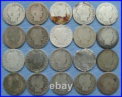 20 Barber Half Dollars 1900-1910 P/D/O (50C 1 roll $10 face value)