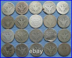 20 Barber Half Dollars 1900-1910 P/D/O (50C 1 roll $10 face value)