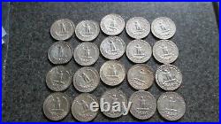 20 Silver Washington Quarters, 1/2 ROLL, VERY VERY NICE cond, 1952'D-1963,20 DIFF
